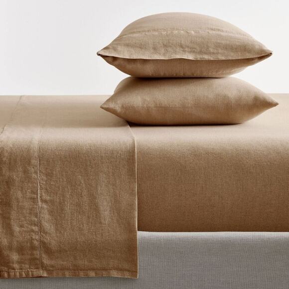Pottery Barn IDS Belgian Flax Linen Sheet Set + 2 King Pillowcases Bronze NWT - Picture 1 of 7